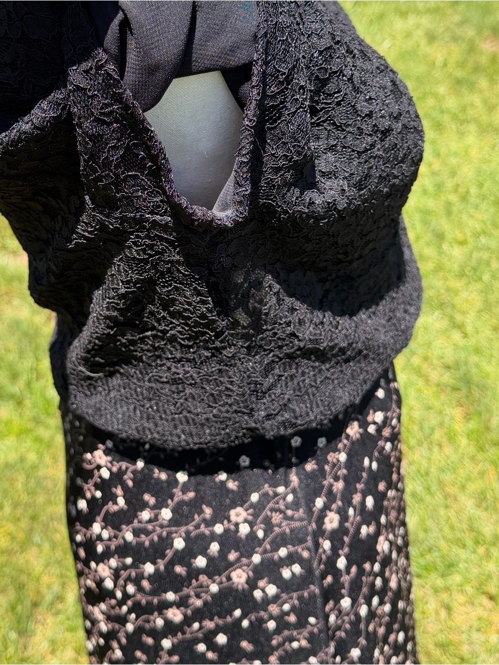 Vintage 90s Whimsigoth Set Talbots Lace Blouse Briggs Floral Maxi Skirt Cottage - Picture 5 of 14